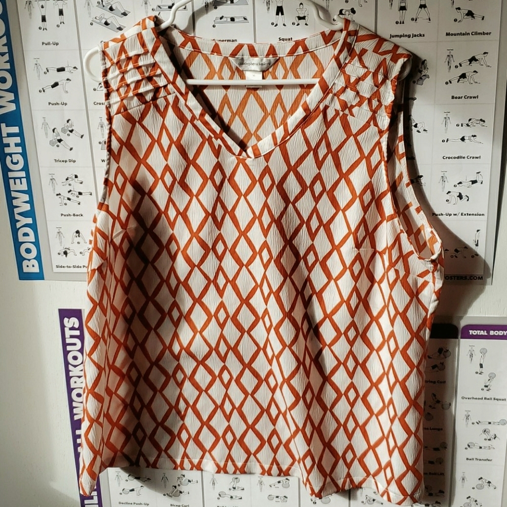 Orange Patterned Textured Tank